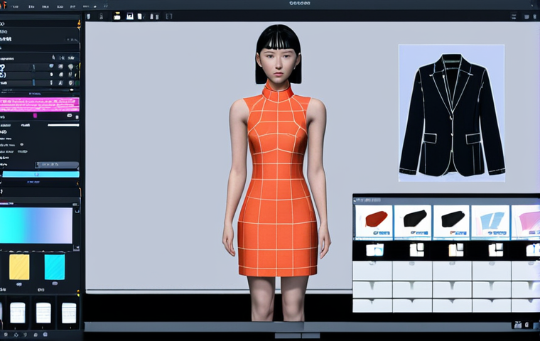 **

`Futuristic fashion design studio, 3D modeling software on screen, designer using a stylus, digital fabric swatches, holographic display of a virtual garment, bright and modern, incorporating elements of AR and AI, Japanese fashion aesthetic.`

**