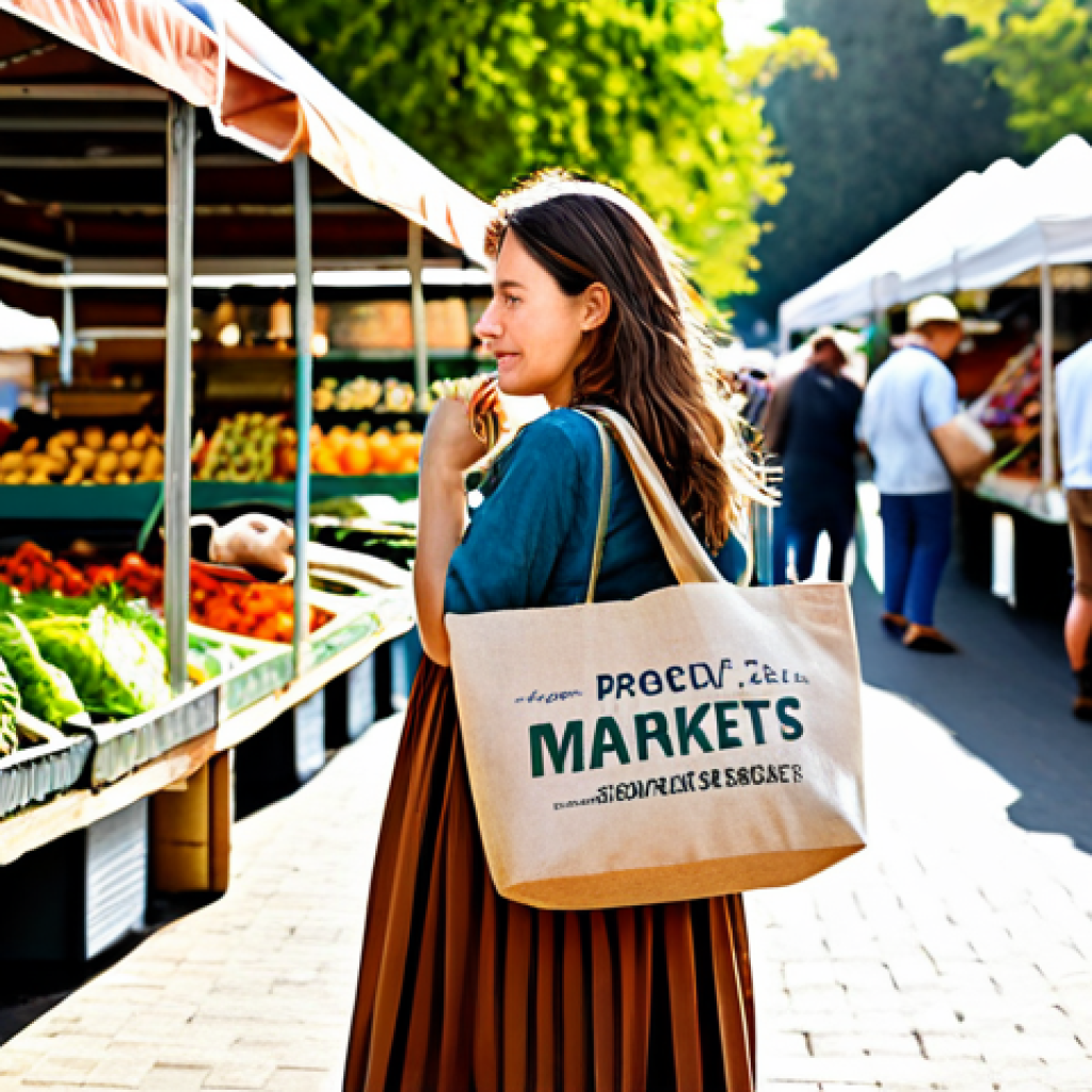 Sustainable Fashion**

A young woman in a stylish, earth-toned outfit made from recycled materials, walking through a vibrant, eco-friendly farmers market. The scene is bathed in warm, natural sunlight. She is fully clothed in modest, comfortable attire, carrying a reusable tote bag filled with fresh produce. Safe for work, appropriate content, professional, family-friendly, perfect anatomy, correct proportions, natural pose, well-formed hands, proper finger count, natural body proportions, high-quality, detailed background.

**